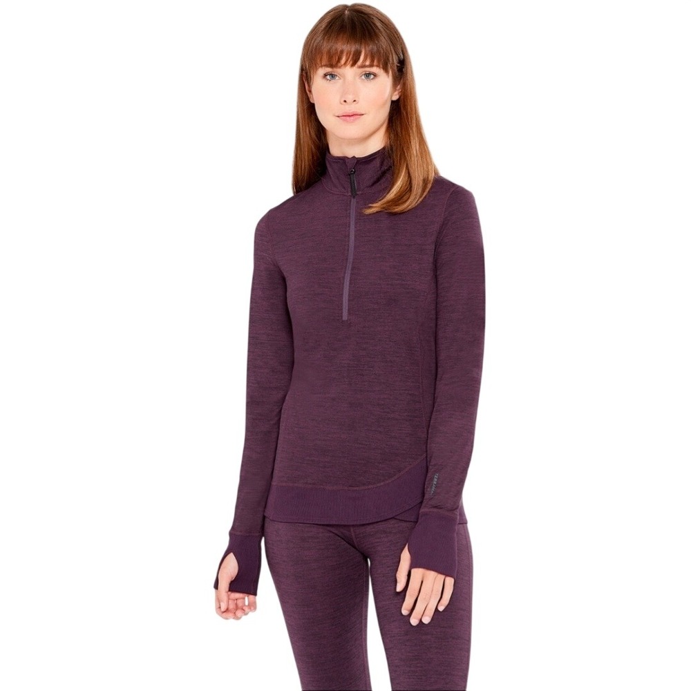 Terramar Womens 2.0 Climasense 1/2 Zip Base Layer Blackberry Melange W9172 M